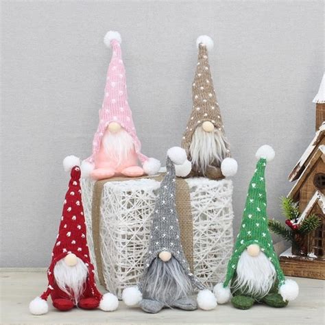 Brun Peluche rose de noël 2022 Gnome père noël assis poupée