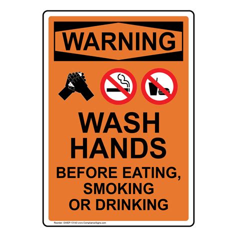 Vertical Wash Hands Before Sign Osha Warning