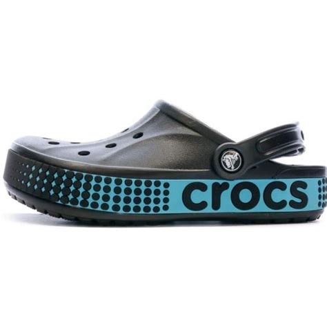 Sandales Crocs Mixte Noir Bleu Bayaband Logo Motion Légères et