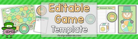 Editable Game Template - St. Patrick's Day Theme - First Grade Brain