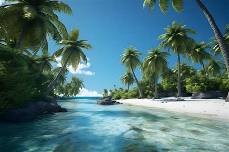 Premium Ai Image A Tropical Beach With Palm Trees