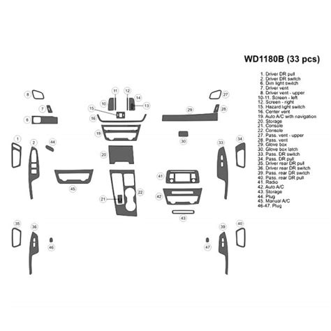 B I WD1180B RBA 2D Raw Brushed Aluminum Small Dash Kit 33 Pcs