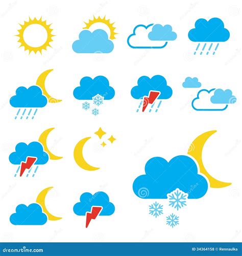 Set Of Color Weather Symbols - Sign, Icon Royalty Free Stock Photos ...