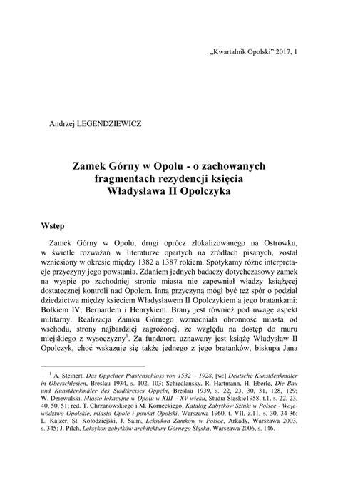 PDF Zamek Górny w Opolu o zachowanych fragmentach rezydencji księcia