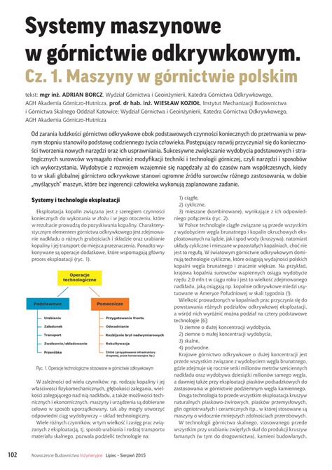 PDF Systemy maszynowe w górnictwie odkrywkowym PDFSLIDE TIPS