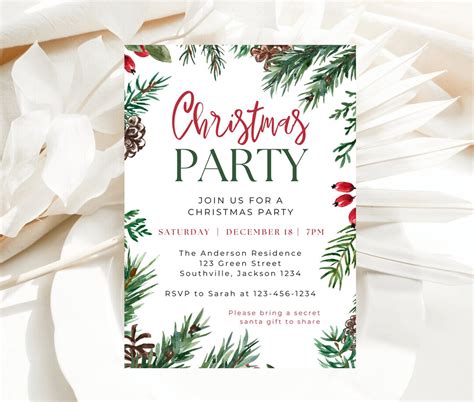 Editable Holiday Party Invitation Template Christmas - Etsy