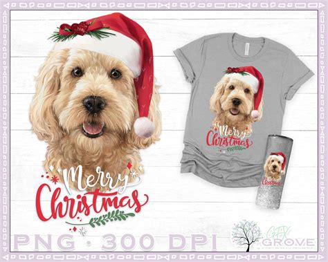 Merry Christmas Doodle Painting Goldendoodle Png Etsy