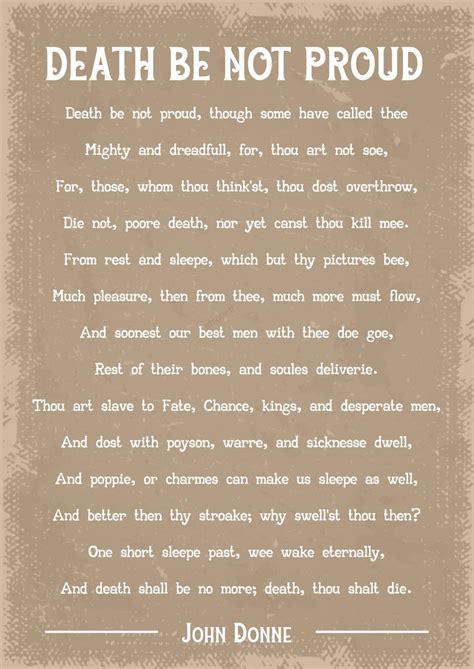 John Donne Death Be Not Proud Poem Art Print - Etsy