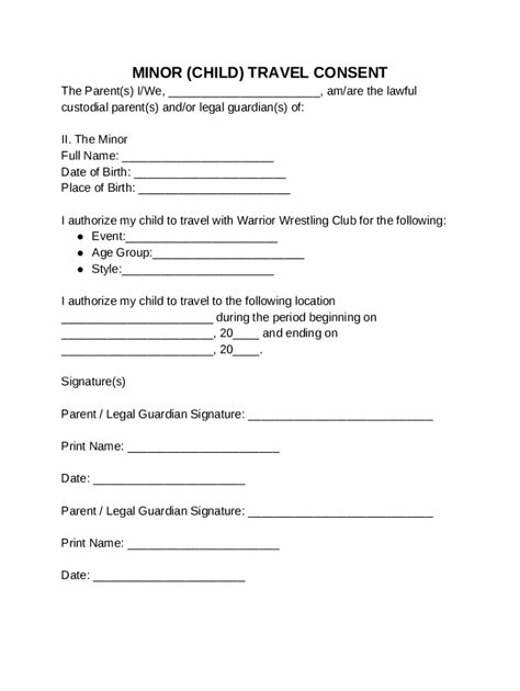 Affidavit Authorization For Minor To Travel Doc Template Pdffiller