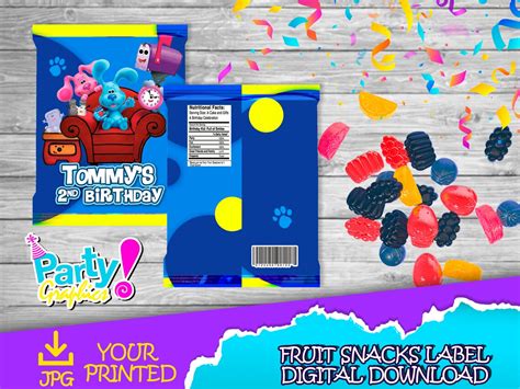 Blues Clues Birthday Pack Chip Bag Fruit Snacks Favor Etsy