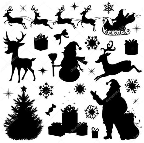 Colección de siluetas de una Navidad Christmas tree silhouette