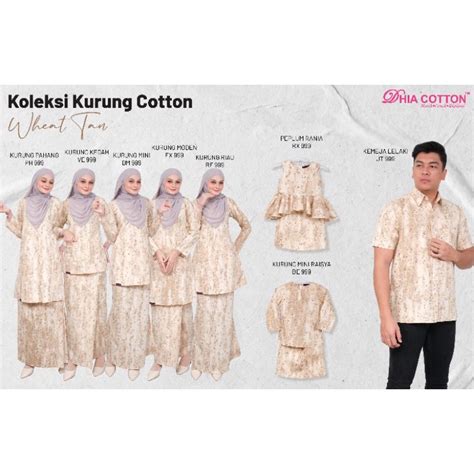 Baju Raya New Wheat Tan Set Sedondon Dhia Cotton Viral Shopee