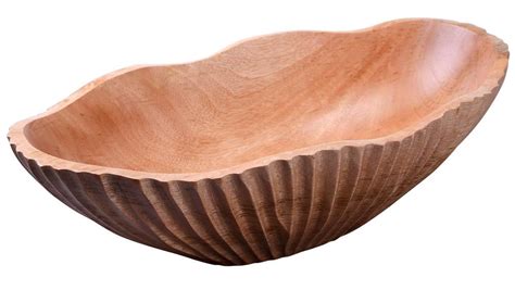 Handmade Oval Mango Wood Decorative Serving Bowl In Natural