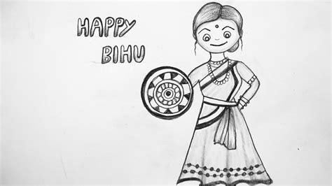 Happy Bihu Drawing How To Draw Bihu Festival Drawing Step By Step