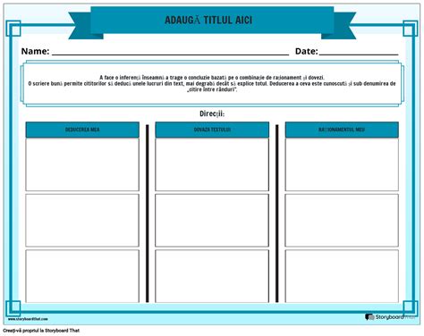 Fișa de Lucru Pentru Diagrama de Inferență Storyboard