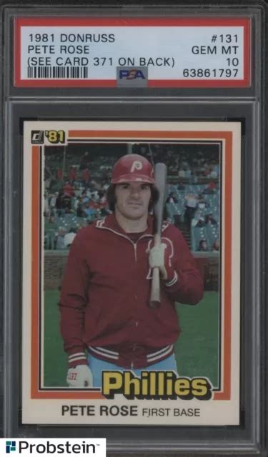 Donruss Pete Rose Philadelphia Phillies Carte Voir Au Dos