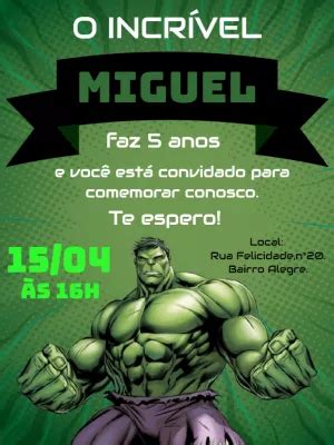 Fazer Convite Online Convite Digital Anivers Rio Hulk