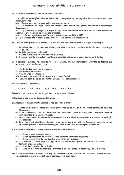 Atividades Exerc Cios E Avalia Es De Hist Ria Para O Ano Prontas