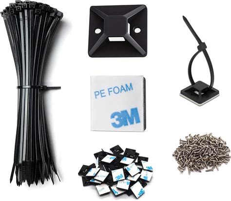 Amazon 60 Set Cable Zip Tie Self Adhesive Mounts Kit With 8 Zip