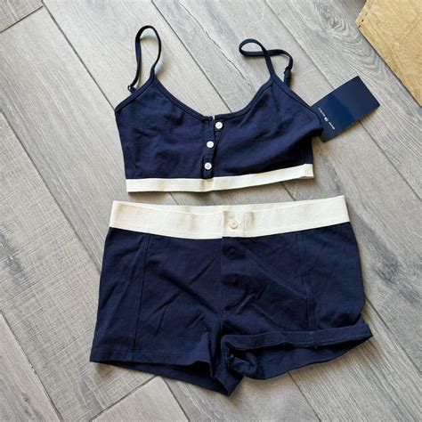 Brandy Melville Pj Set In Navy Brand New With Depop