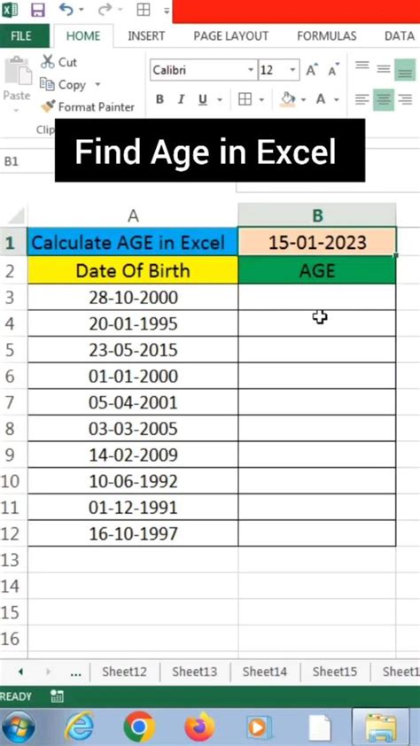 Excel Chart With Date Of Birth And Age