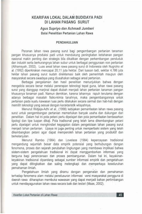 Pdf Kearifan Lokal Dalam Budidaya Padi Di Lahan Dokumen Tips