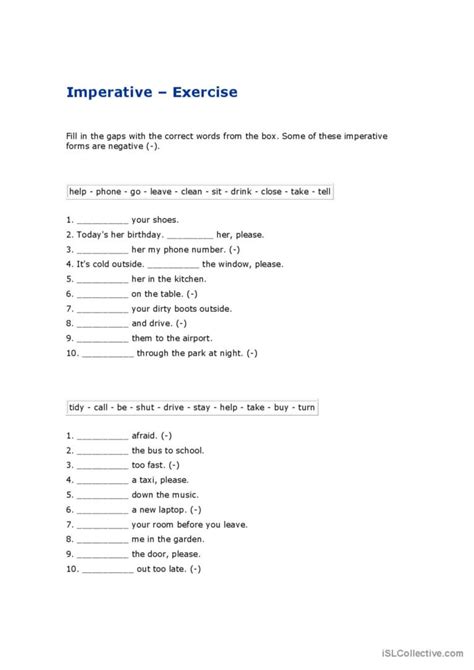 Imperative Activity Affirmative An English Esl Worksheets Pdf Doc