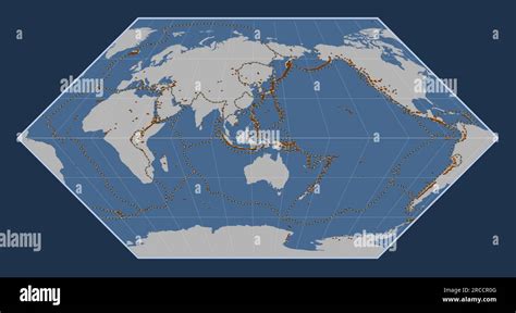 Forma de la placa tectónica Banda Sea en el mapa de contorno sólido en