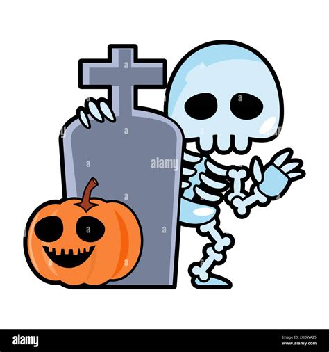 Skeleton Ghost Halloween Cartoon Characters Vector Stock Vector