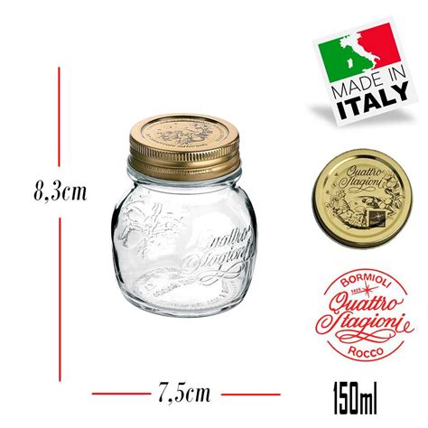 10 Potes Quattro Stagioni 150ml de vidro fechamento hermético