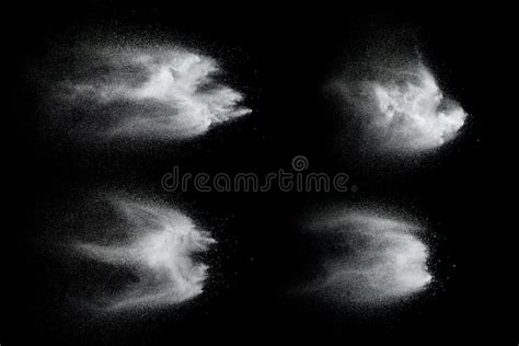 Freeze Motion Of White Dust Particles On Black Background Stock Image