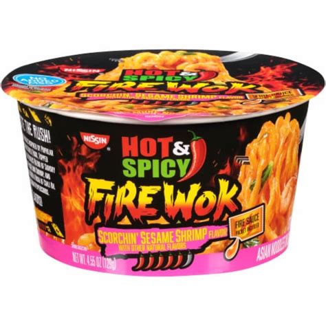 Nissin Hot Spicy Fire Wok Scorchin Sesame Shrimp Flavor Stir Fry Asian Noodles In Sauce