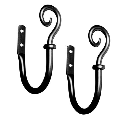 Kenney Medieval Hook Window Curtain Holdback Pair Black