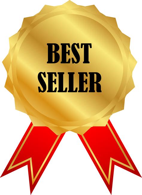 Golden Best Seller Icon Symbol Sign With Red Ribbon Transparent