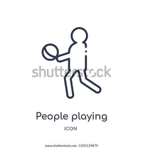 People Playing Ball Icon Recreational Games Stock Vector Royalty Free