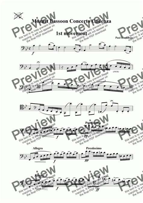 Mozart Bassoon Concerto Cadenzas Download Sheet Music Pdf File