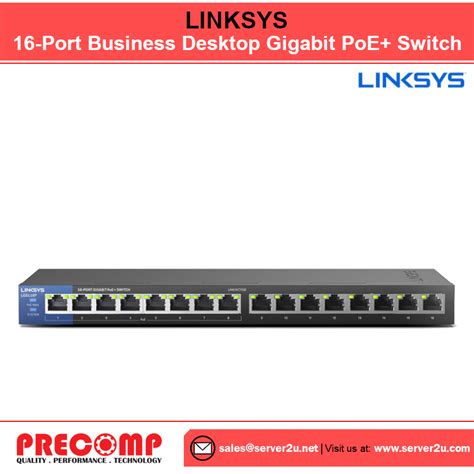 Linksys 16 Port Business Desktop Gigabit PoE Switch LGS116P AP