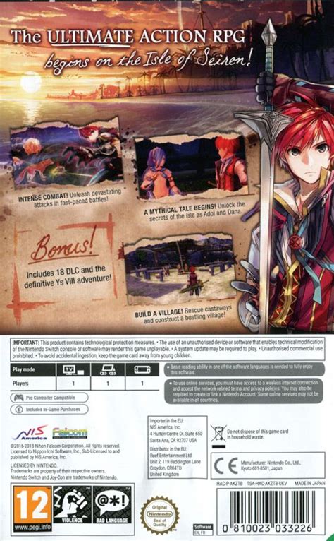 Ys VIII Lacrimosa Of Dana Cover Or Packaging Material MobyGames