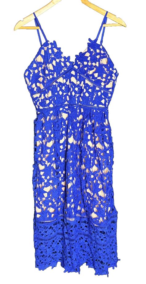 Blue Sheer Lace Nude Illusion Crochet Spaghetti Strap Gem