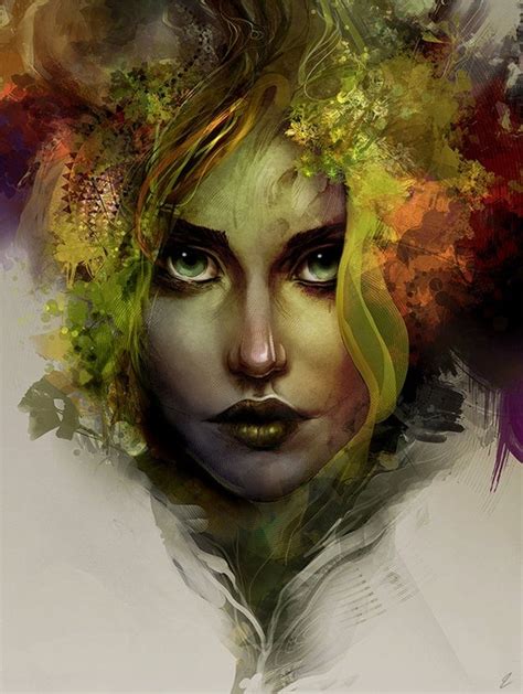 Female Portrait Painting Nature Art Print Forest Abstract