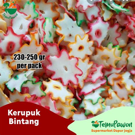 Jual KERUPUK BINTANG MENTAH PER PACK Krupuk Tersanjung Warna