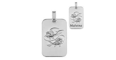 Pendentif Poissons gravure s argent 925 rhodié zodiaque 3cm