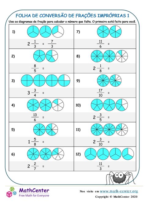 Quinto Ano Planilhas Frações Como Parte Do Todo Math Center