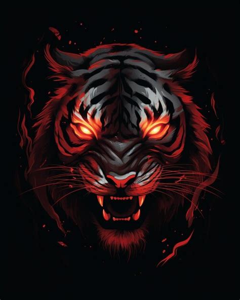 Premium Photo A Close Up Of A Tigers Face With Glowing Eyes Generative Ai