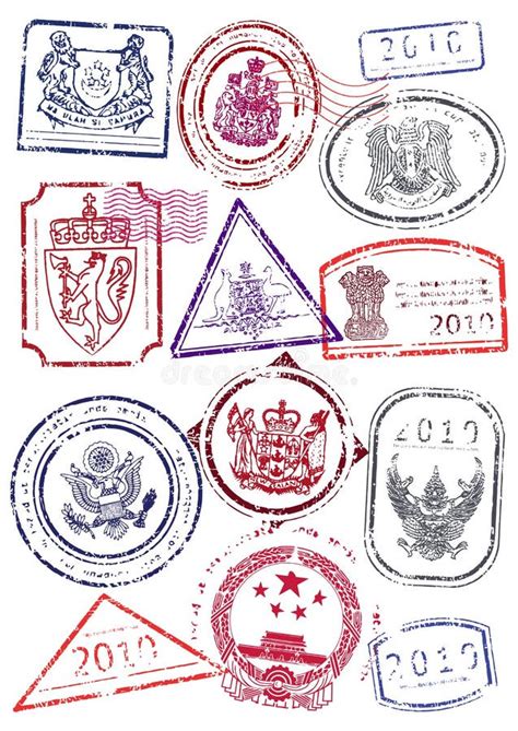 Vector Set Of International Passport Stamps Stock Vector