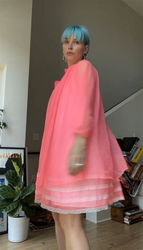 VTG S Neon Coral Nylon Lingerie Set Gem