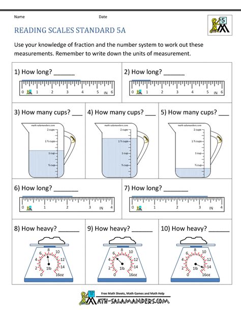 Grade 5 Measurement Conversion Worksheet