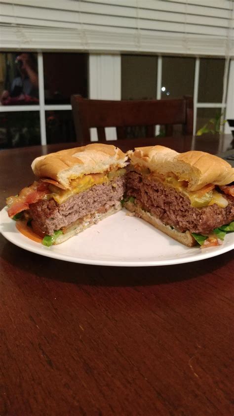 1 pound burger with Colby jack.. bacon..cooked 10 minutes per side at ...