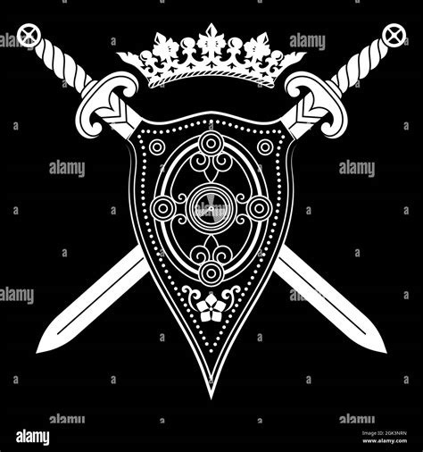 Old Norse Viking Design Two Crossed Battle Viking Swords And Shield