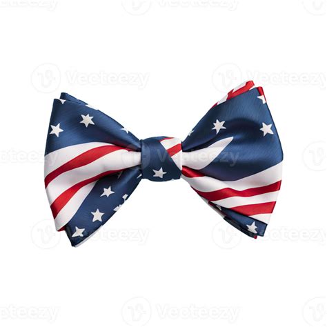 AI Generated American Flag Bow Tie Isolated On Transparent Background